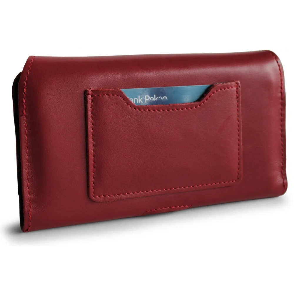 Skórzane etui ochronne LURESKO ELLA XXL na telefon - 170x85x12 / do torebki plecaka (czerwony)