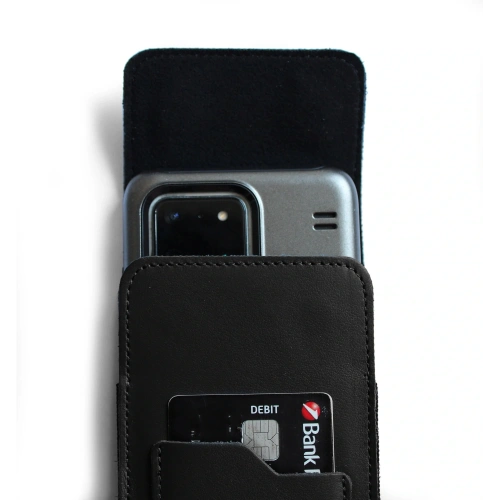 Buy LURESKO HECTOR XXL leather neck case / belt case / loop case / vertical holster 167x78x10mm (black smooth with black thread) - LUR128 - {ean13} - Home Screen Store Europe