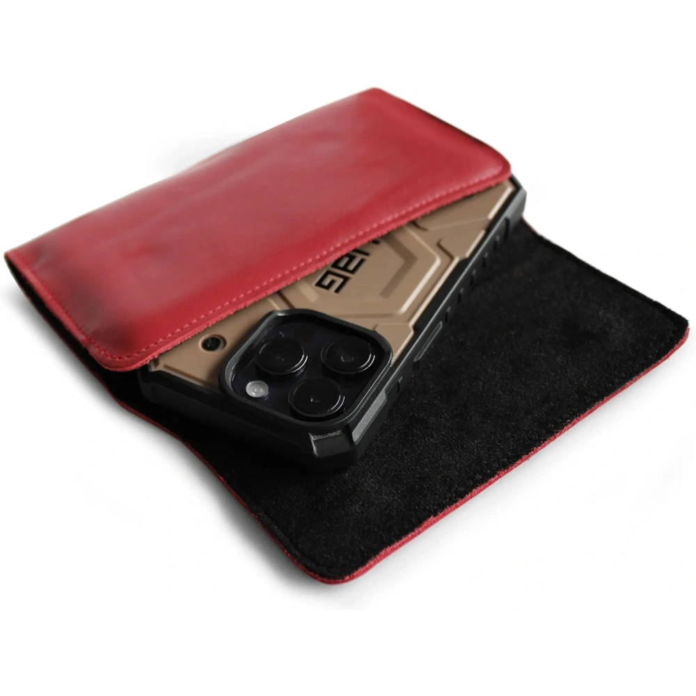 Skórzane etui ochronne LURESKO ELLA XXL na telefon - 170x85x12 / do torebki plecaka (czerwony)