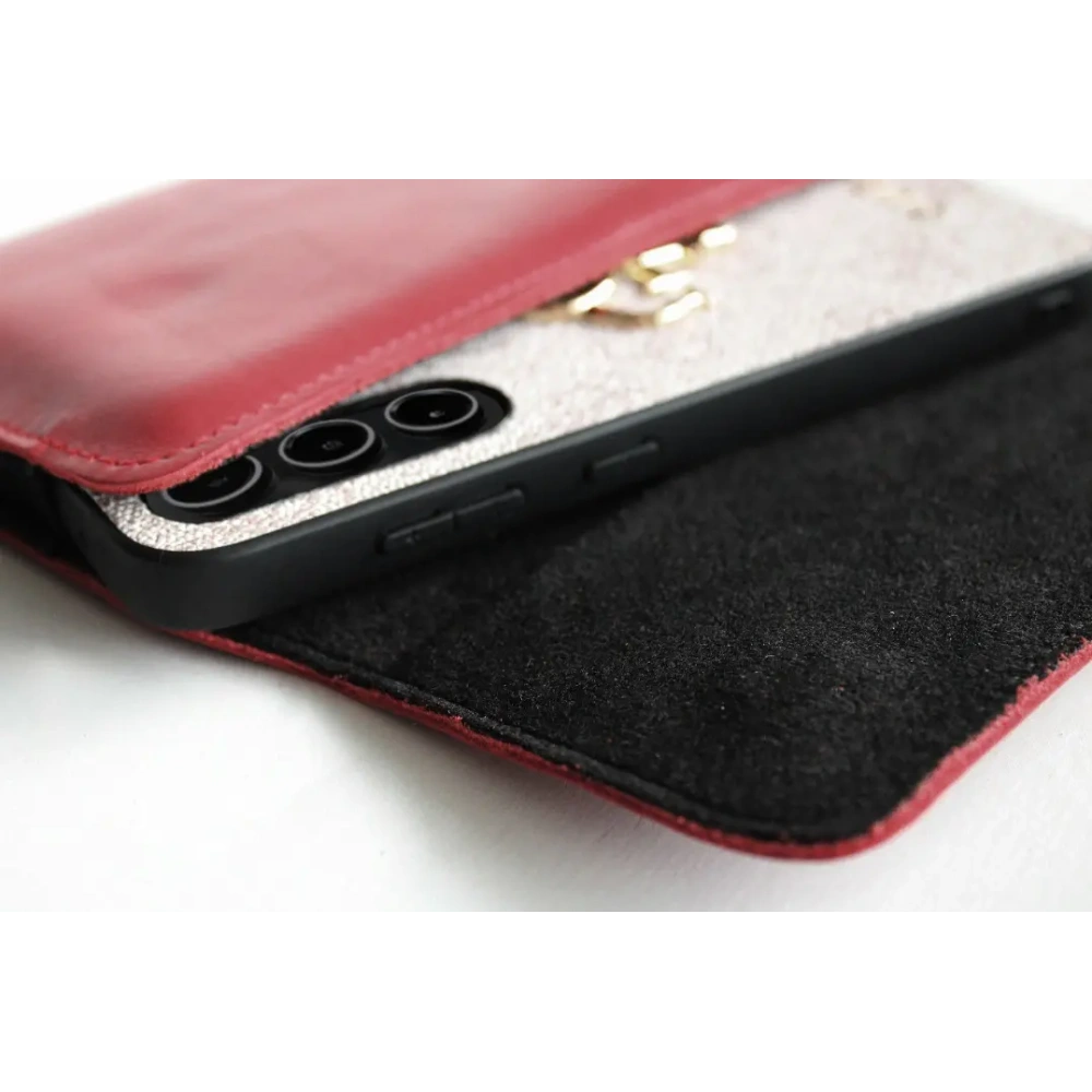 Skórzane etui ochronne LURESKO ELLA XXL na telefon - 170x85x12 / do torebki plecaka (czerwony)