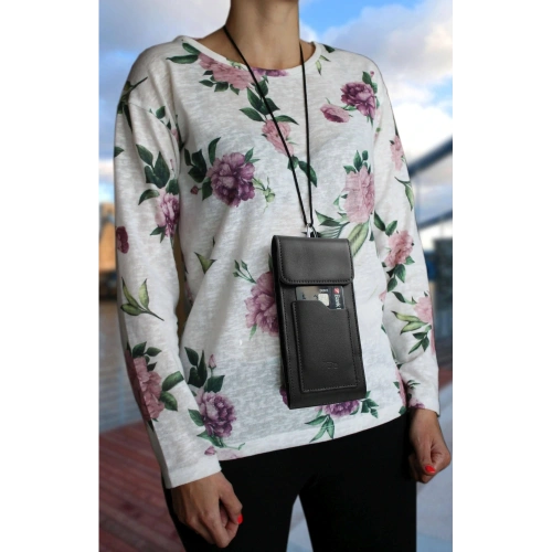 Kup LURESKO HECTOR XXL Lederhalsgepäck / Gürteltasche / Schlaufenetui / vertikaler Holster 167x78x10mm (schwarz glatt mit schwarzem Faden) - LUR128 - {ean13} - Sklep Home Screen