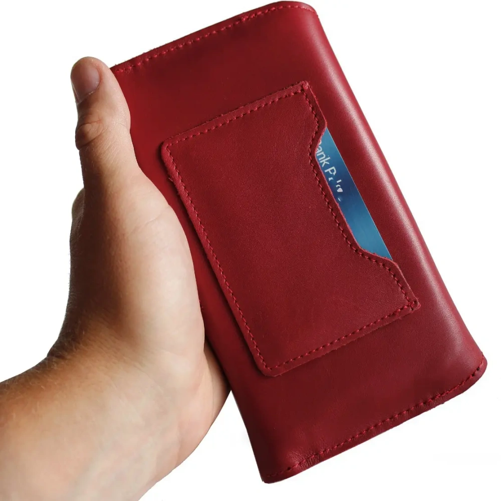 Skórzane etui ochronne LURESKO ELLA XXL na telefon - 170x85x12 / do torebki plecaka (czerwony)