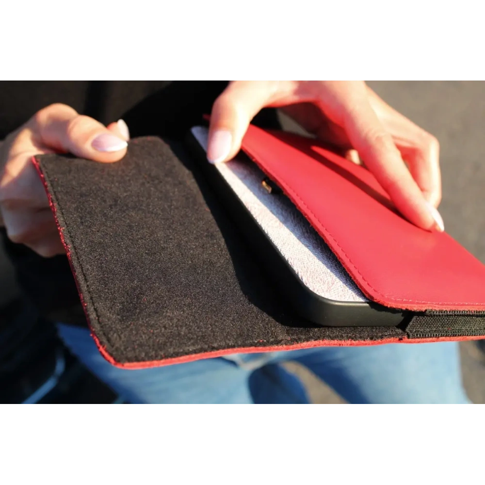 Skórzane etui ochronne LURESKO ELLA XXL na telefon - 170x85x12 / do torebki plecaka (czerwony)