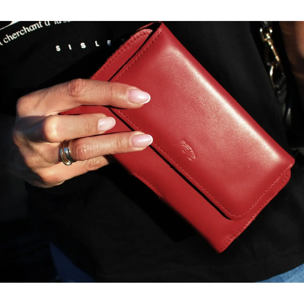 Skórzane etui ochronne LURESKO ELLA XXL na telefon - 170x85x12 / do torebki plecaka (czerwony)