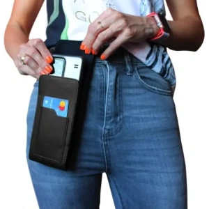 Kup LURESKO HECTOR XXL Lederhalsgepäck / Gürteltasche / Schlaufenetui / vertikaler Holster 167x78x10mm (schwarz glatt mit schwarzem Faden) - LUR128 - {ean13} - Sklep Home Screen
