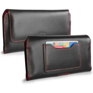 Kup LURESKO ELLA XXL Leder-Schutzhülle für das Telefon - 170x85x12 / für Handtasche Rucksack (schwarz mit rotem Faden) - LUR131 - {ean13} - Sklep Home Screen
