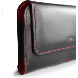 Buy LURESKO ELLA XXL leather protective case for phone - 170x85x12 / for handbag backpack (black with red thread) - LUR131 - {ean13} - Home Screen Store Europe