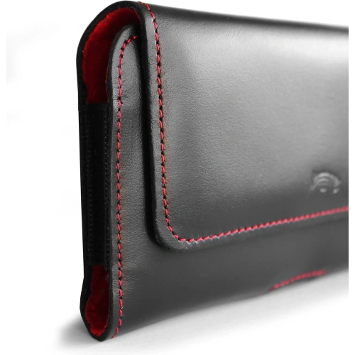 Buy LURESKO ELLA XXL leather protective case for phone - 170x85x12 / for handbag backpack (black with red thread) - LUR131 - {ean13} - Home Screen Store Europe