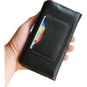 Kup LURESKO ELLA XXL Leder-Schutzhülle für das Telefon - 170x85x12 / für Handtasche Rucksack (schwarz mit rotem Faden) - LUR131 - {ean13} - Sklep Home Screen