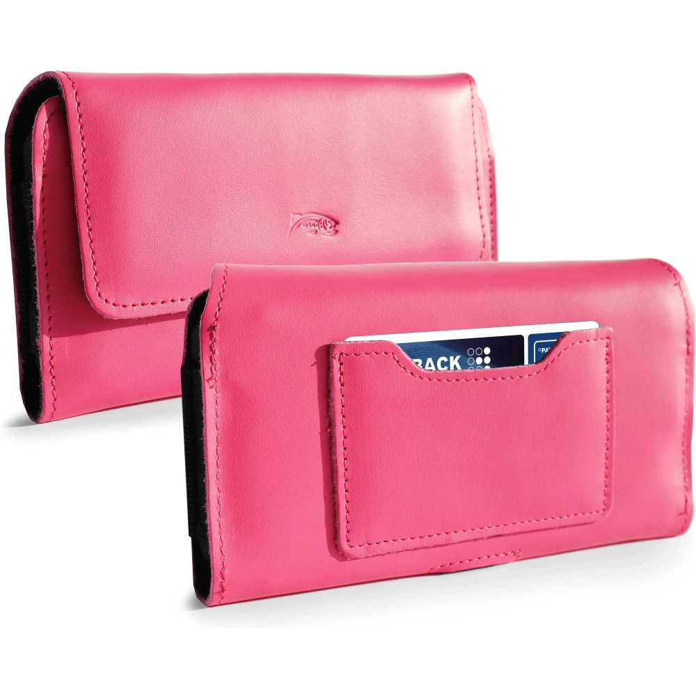 Skórzane etui ochronne LURESKO ELLA XXL na telefon - 170x85x12 / do torebki plecaka (różowy pinky)