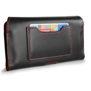 Kup LURESKO ELLA XXL Leder-Schutzhülle für das Telefon - 170x85x12 / für Handtasche Rucksack (schwarz mit rotem Faden) - LUR131 - {ean13} - Sklep Home Screen