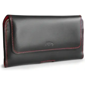 Kup LURESKO ELLA XXL Leder-Schutzhülle für das Telefon - 170x85x12 / für Handtasche Rucksack (schwarz mit rotem Faden) - LUR131 - {ean13} - Sklep Home Screen
