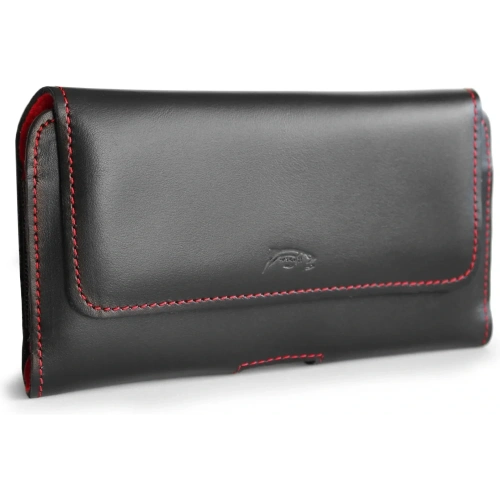 Buy LURESKO ELLA XXL leather protective case for phone - 170x85x12 / for handbag backpack (black with red thread) - LUR131 - {ean13} - Home Screen Store Europe