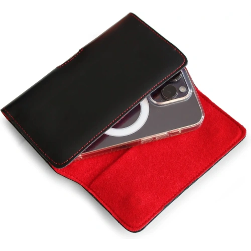 Kup Husa de protecție din piele LURESKO ELLA XXL pentru telefon - 170x85x12 / pentru geantă sau rucsac (neagră cu fir roșu) - LUR131 - {ean13} - Sklep Home Screen