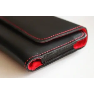 Buy LURESKO ELLA XXL leather protective case for phone - 170x85x12 / for handbag backpack (black with red thread) - LUR131 - {ean13} - Home Screen Store Europe