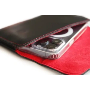 Buy LURESKO ELLA XXL leather protective case for phone - 170x85x12 / for handbag backpack (black with red thread) - LUR131 - {ean13} - Home Screen Store Europe