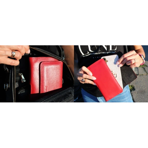 Buy LURESKO ELLA XXL leather protective case for phone - 170x85x12 / for handbag backpack (black with red thread) - LUR131 - {ean13} - Home Screen Store Europe