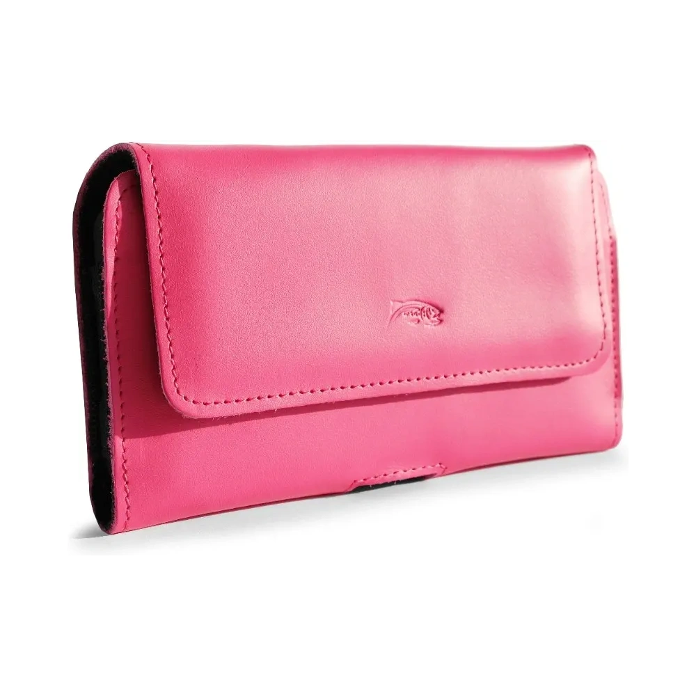 Skórzane etui ochronne LURESKO ELLA XXL na telefon - 170x85x12 / do torebki plecaka (różowy pinky)