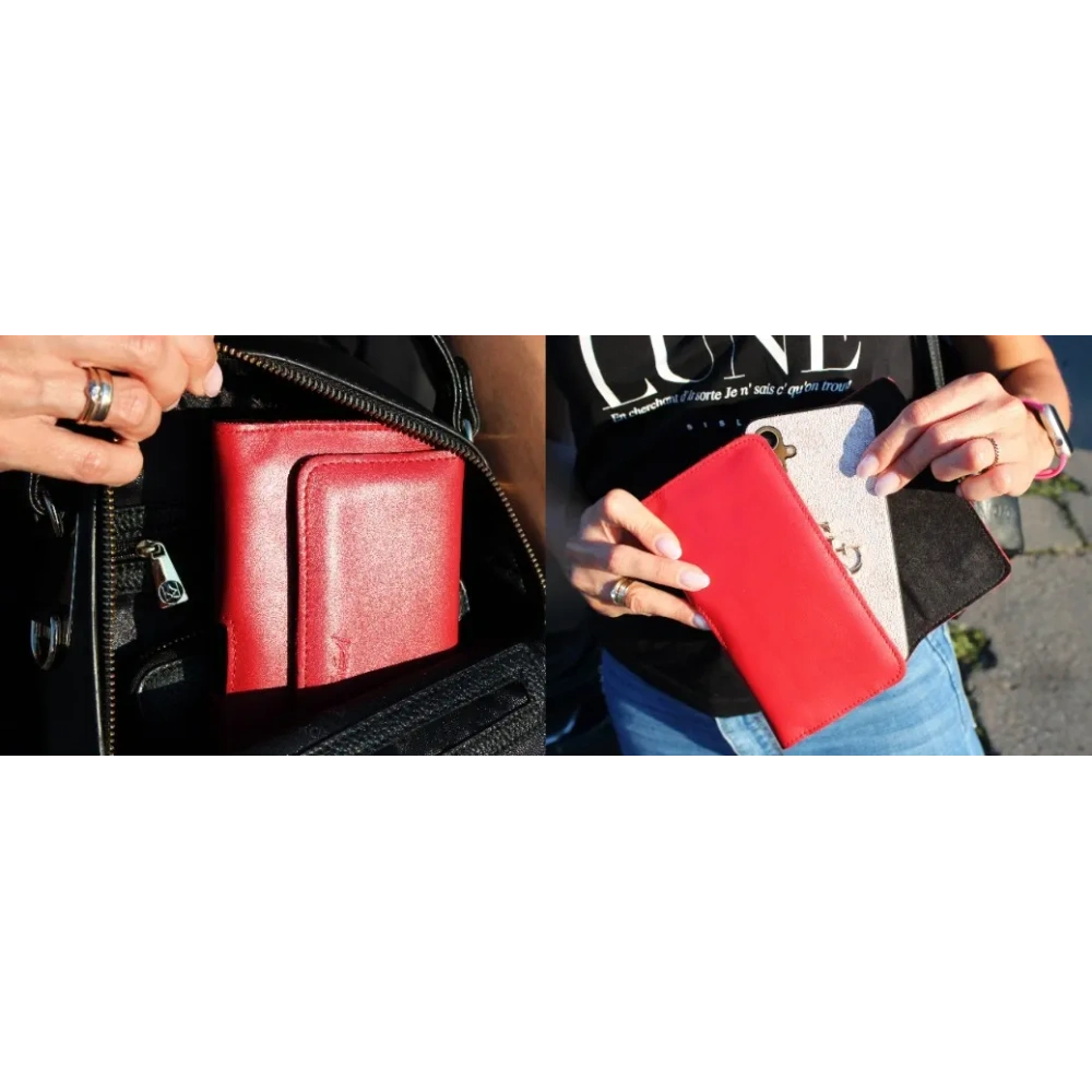 Skórzane etui ochronne LURESKO ELLA XXL na telefon - 170x85x12 / do torebki plecaka (różowy pinky)