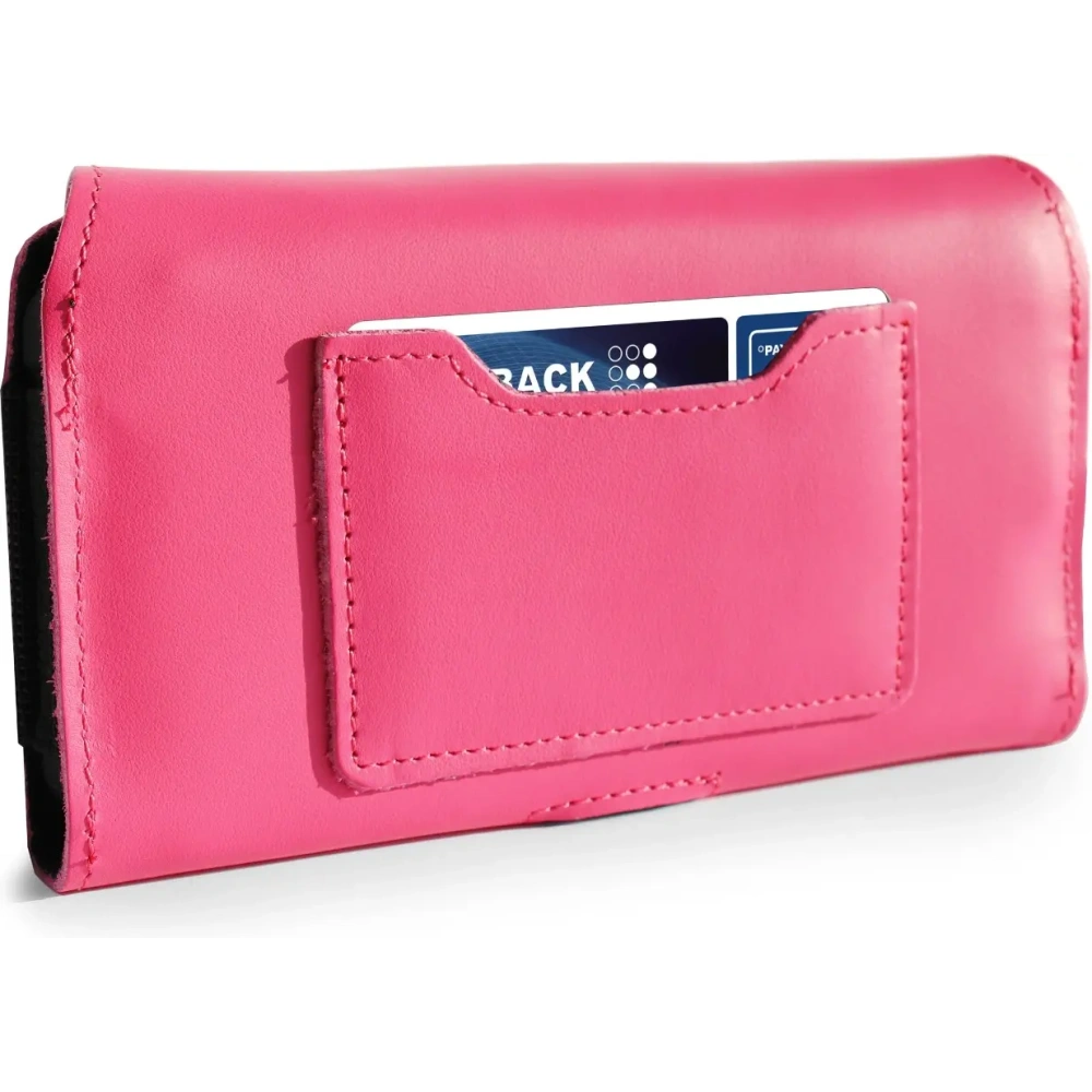 Skórzane etui ochronne LURESKO ELLA XXL na telefon - 170x85x12 / do torebki plecaka (różowy pinky)