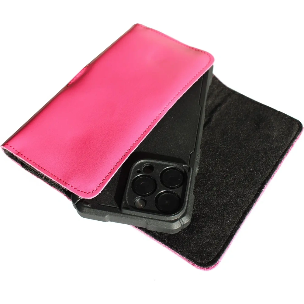 Skórzane etui ochronne LURESKO ELLA XXL na telefon - 170x85x12 / do torebki plecaka (różowy pinky)