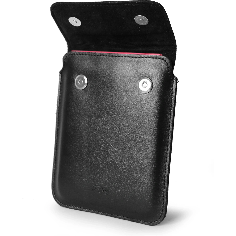 Skórzane etui LURESKO CLAYER S na ebook 162x113x9mm (magnes)(czarny gładki czarna nić)