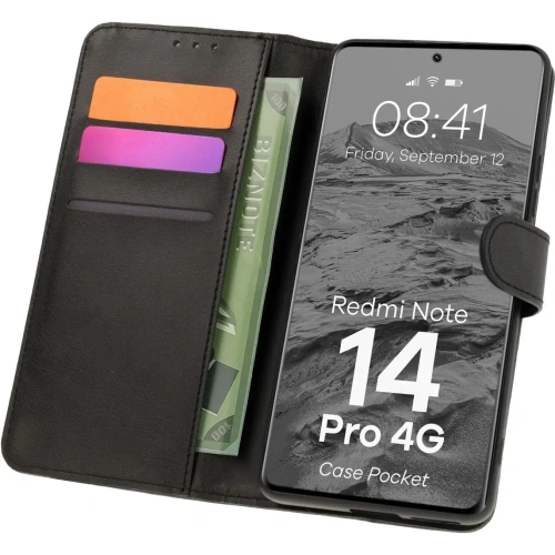 Kup Etui z klapką Bizon Case Pocket do Xiaomi Redmi Note 14 Pro 4G czarne - BIZ8736 - {ean13} - Sklep Home Screen