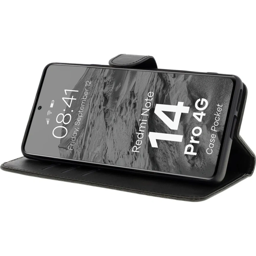 Etui z klapką Bizon Case Pocket do Xiaomi Redmi Note 14 Pro 4G czarne