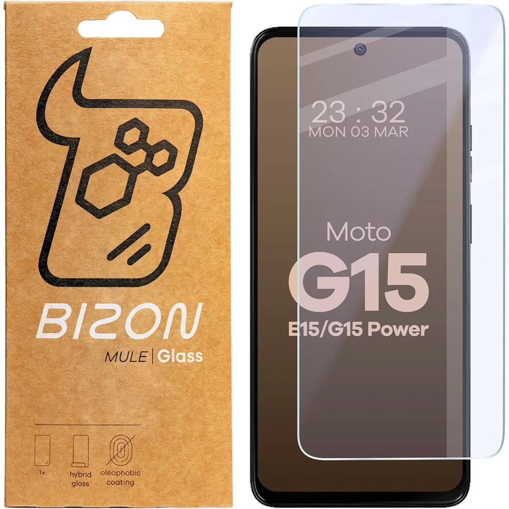 Elastyczne szkło hybrydowe Bizon Glass Mule do Motorola Moto G15 / G15 Power / E15