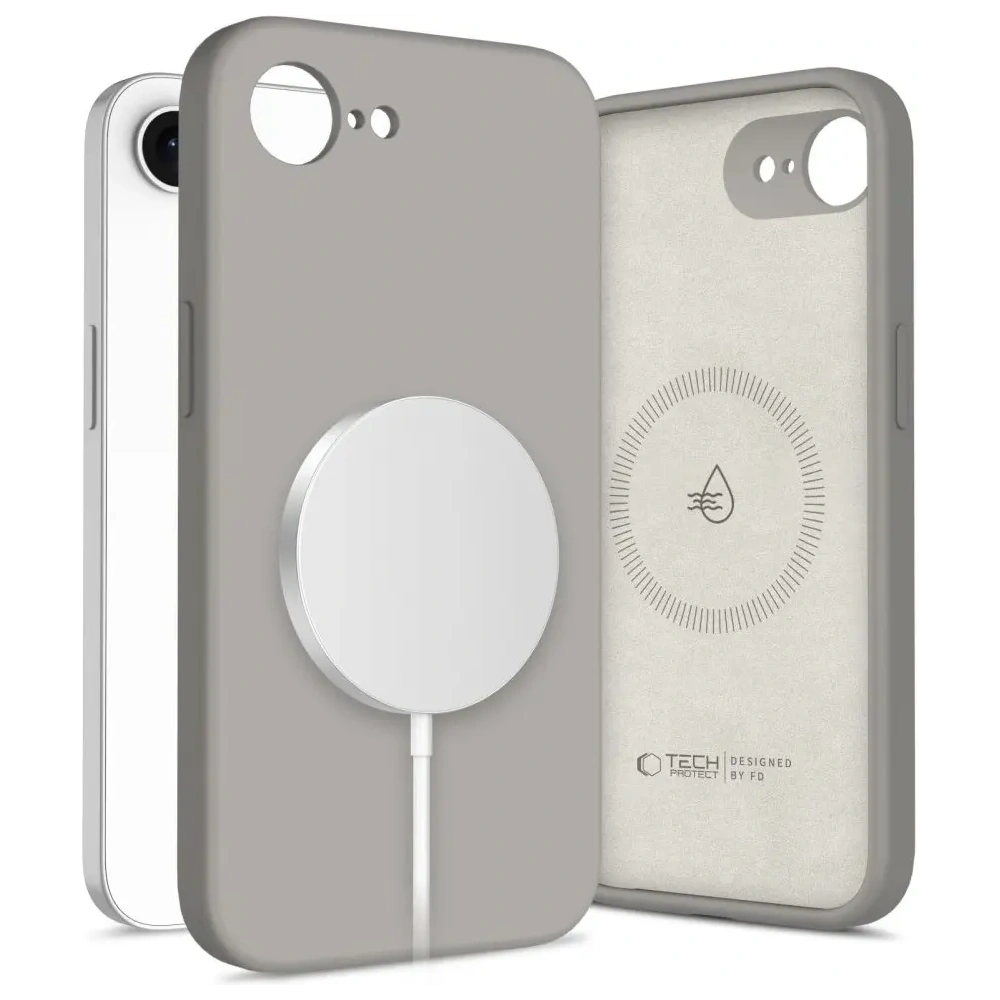 Etui Tech-Protect Liquid Silicone MagSafe Apple iPhone 16e Stone Grey