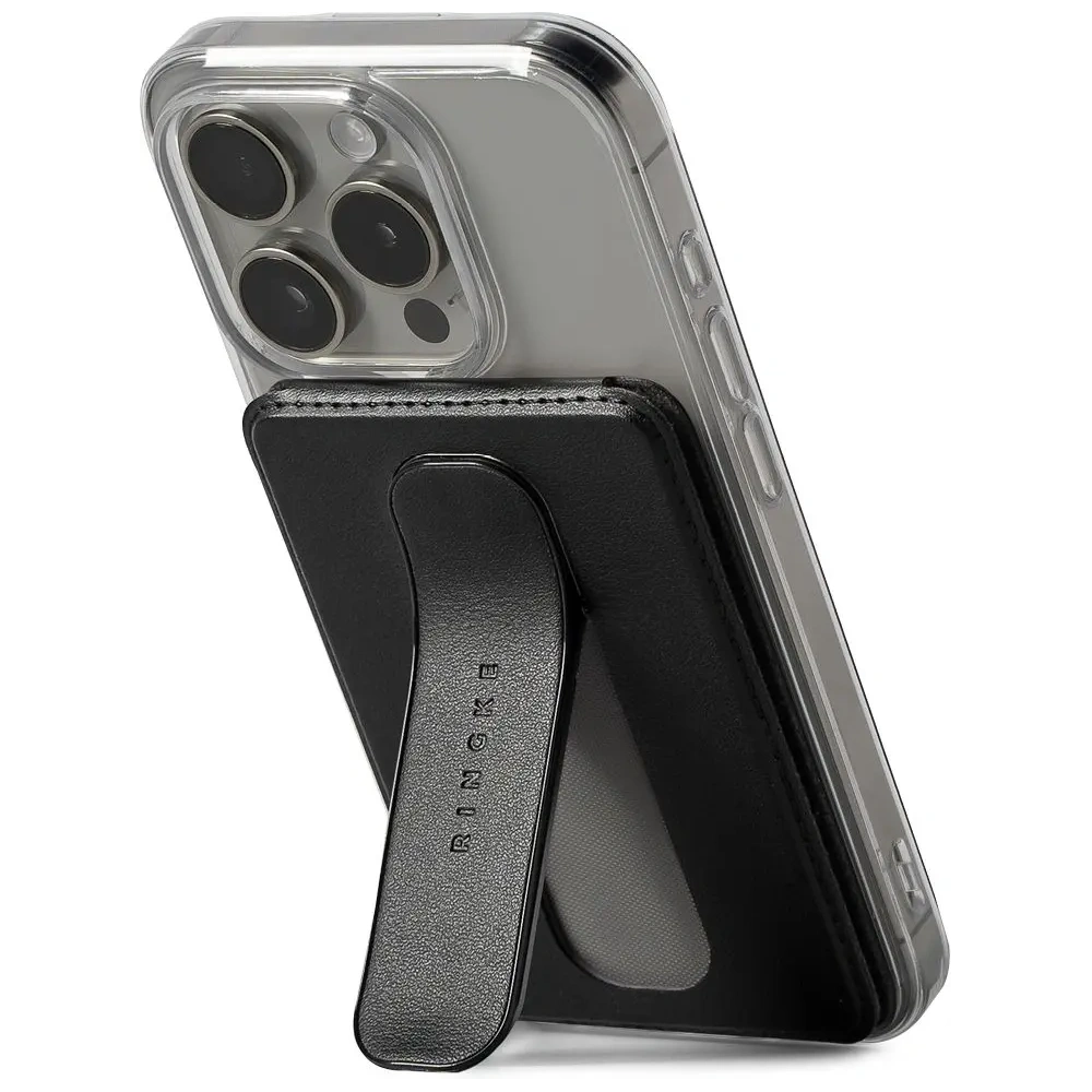 Uniwersalne magnetyczne etui na karty z podstawką Ringke Wallet Slide Grip MagSafe Universal Magnetic Card Holder Black