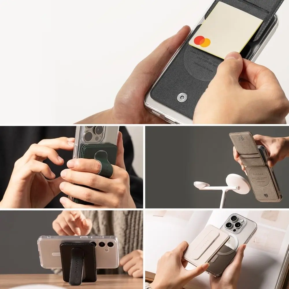 Uniwersalne magnetyczne etui na karty z podstawką Ringke Wallet Slide Grip MagSafe Universal Magnetic Card Holder Black