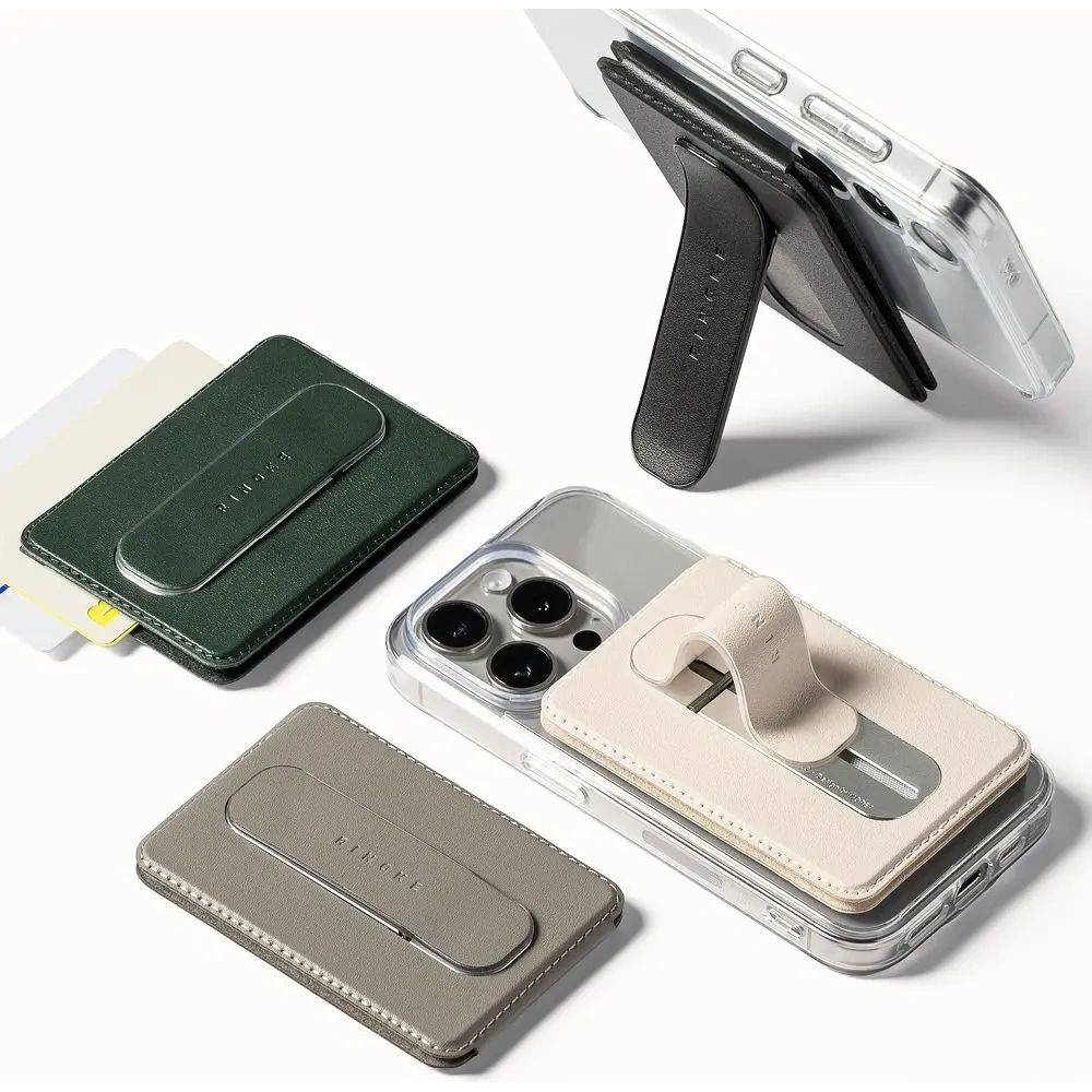 Uniwersalne magnetyczne etui na karty z podstawką Ringke Wallet Slide Grip MagSafe Universal Magnetic Card Holder Black