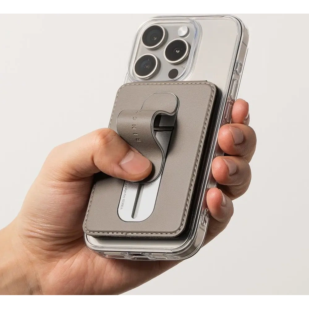 Uniwersalne magnetyczne etui na karty z podstawką Ringke Wallet Slide Grip MagSafe Universal Magnetic Card Holder Black