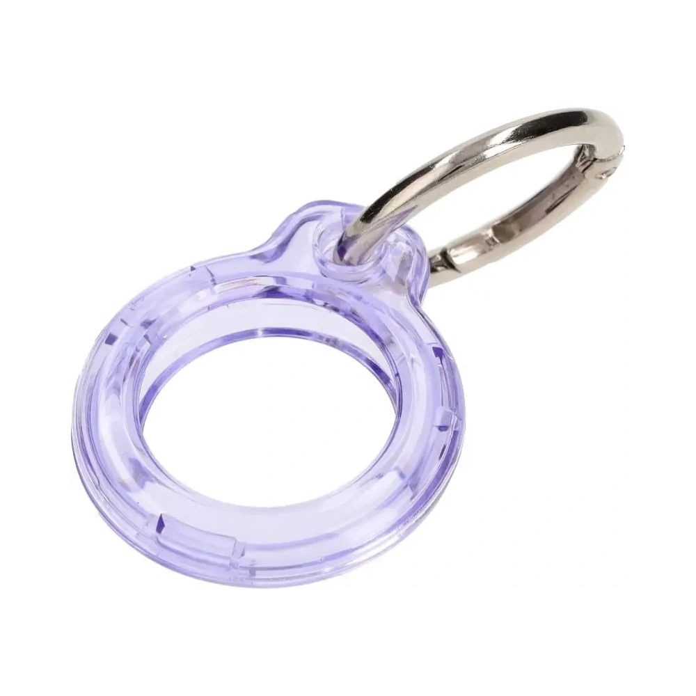 Etui Bizon Case Locator Keychain do Apple AirTag przezroczysto-fioletowe