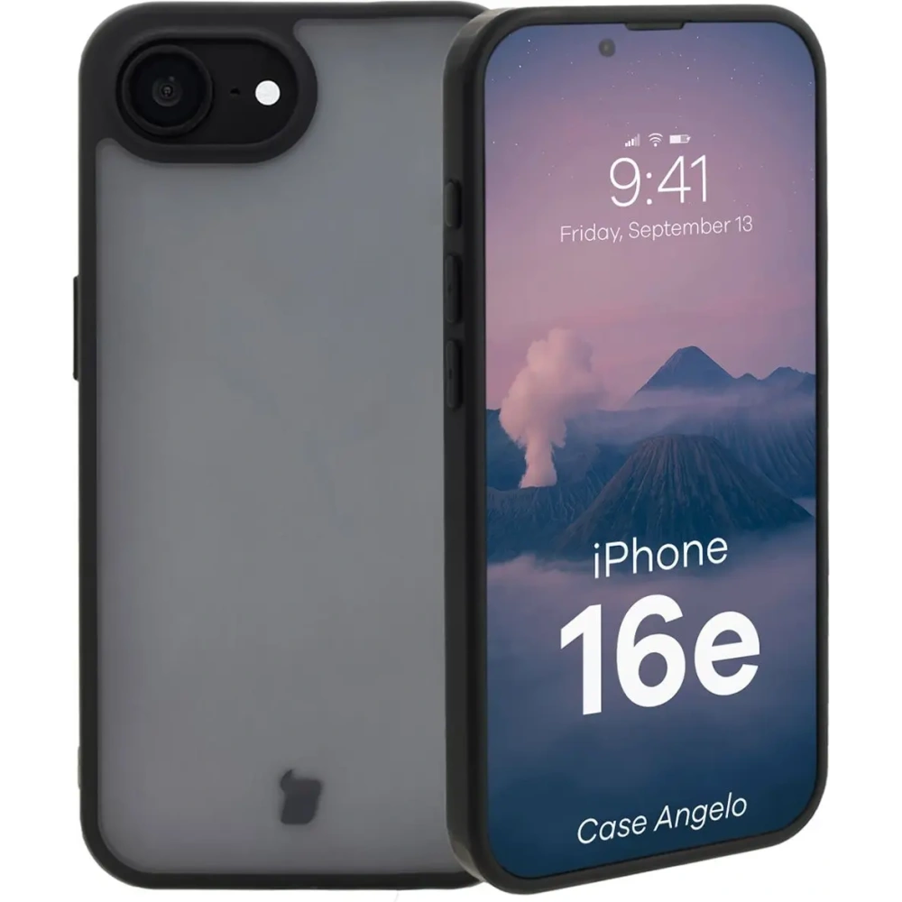 Etui Bizon Case Angelo do Apple iPhone 16e przydymione z czarną ramką