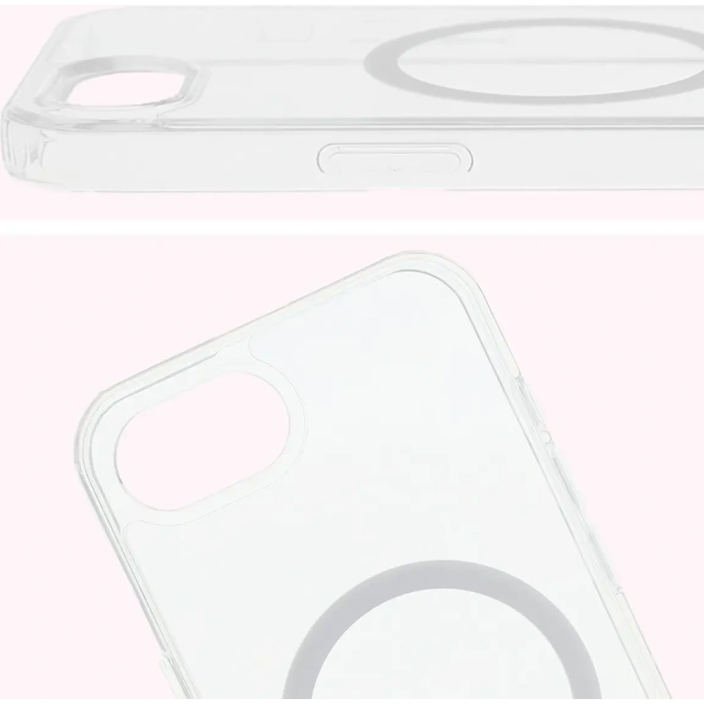 Etui z pierścieniem magnetycznym Bizon Case CrystalO Magnetic do Apple iPhone 16e przezroczyste