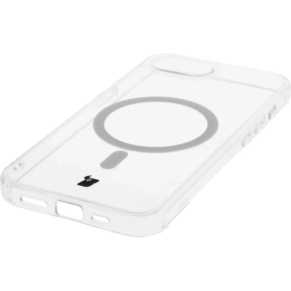 Etui z pierścieniem magnetycznym Bizon Case CrystalO Magnetic do Apple iPhone 16e przezroczyste