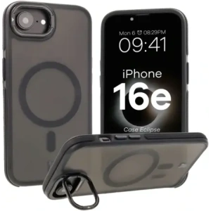 Kup Etui z podstawką i pierścieniem magnetycznym Bizon Case Eclipse Magnetic & Stand do Apple iPhone 16e przydymione z czarną ramką - BIZ8771 - {ean13} - Sklep Home Screen