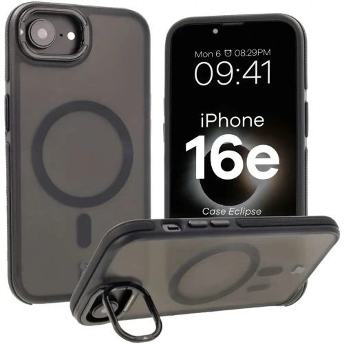 Kup Bizon Case Eclipse Magnetic & Stand Apple iPhone 16e fumuriu cu un cadru negru - BIZ8771 - {ean13} - Sklep Home Screen