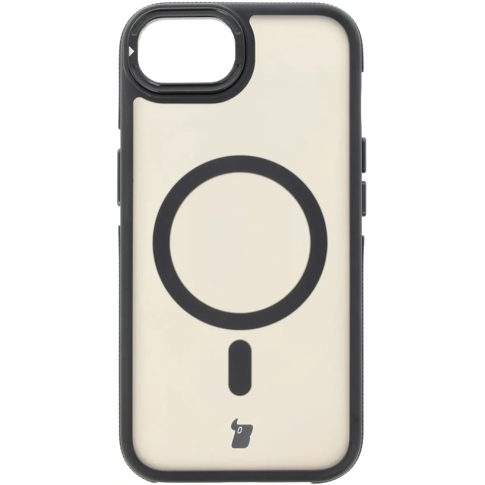 Etui z podstawką i pierścieniem magnetycznym Bizon Case Eclipse Magnetic & Stand do Apple iPhone 16e przydymione z czarną ramką