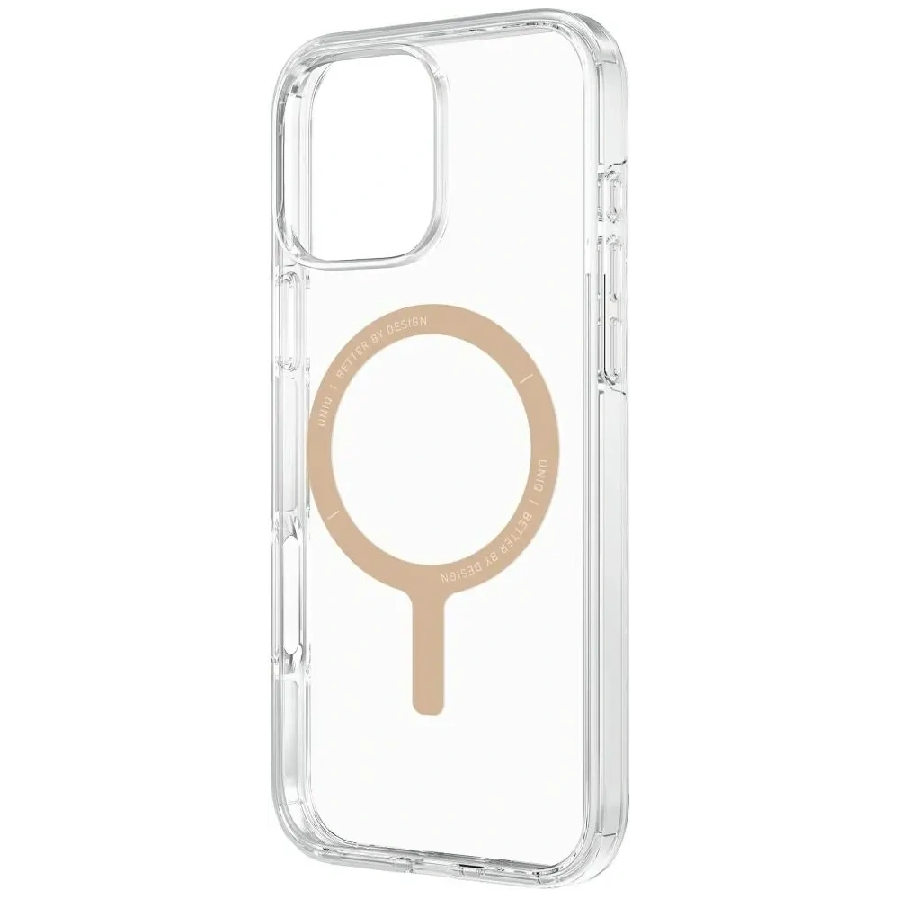 Etui UNIQ Clario do Apple iPhone 16 Pro Magclick Charging przezroczysty/złoty