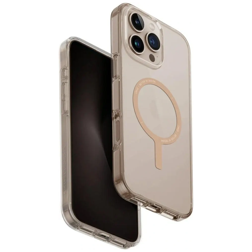 Etui UNIQ Clario do Apple iPhone 16 Pro Max Magclick Charging przezroczysty/złoty