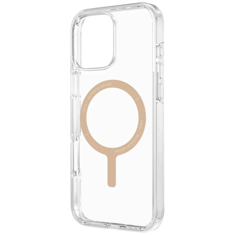 Etui UNIQ Clario do Apple iPhone 16 Pro Max Magclick Charging przezroczysty/złoty