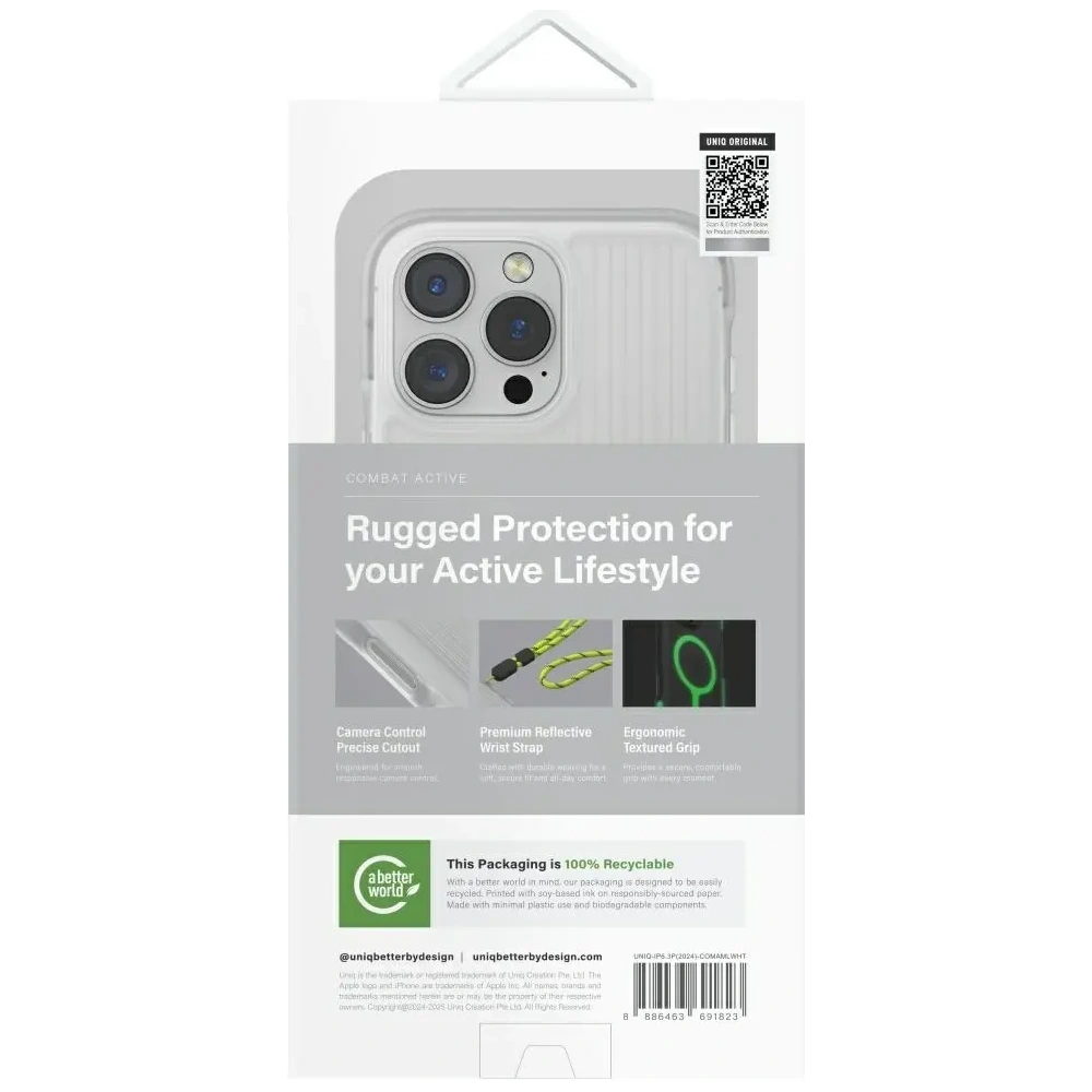 Etui UNIQ Combat Active do Apple iPhone 16 Pro Magclick Charging lume white