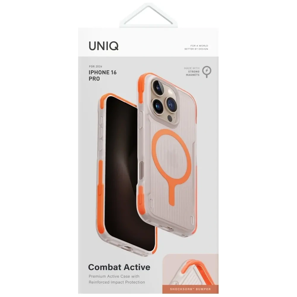 Etui UNIQ Combat Active do Apple iPhone 16 Pro Magclick Charging pomarańczowy