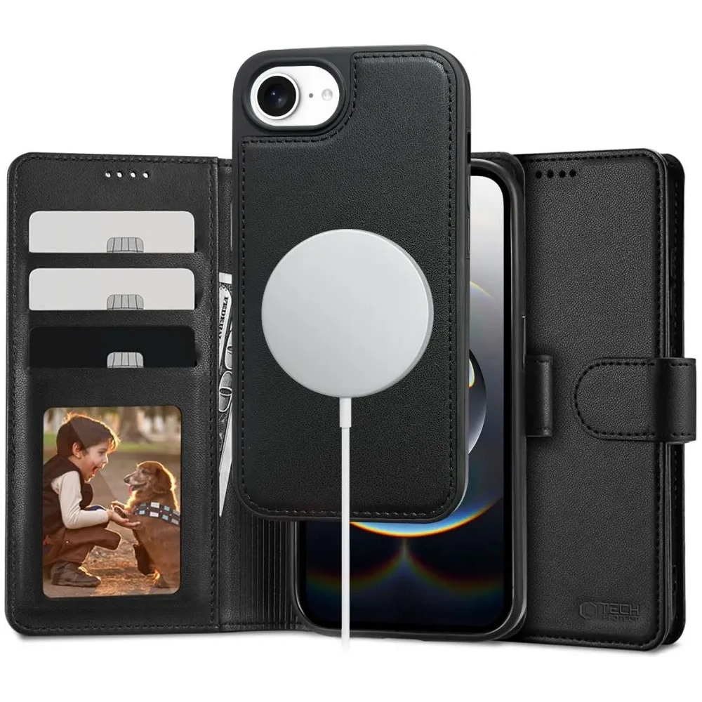 Etui z klapką Tech-Protect Wallet MagSafe Apple iPhone 16e Matte Black