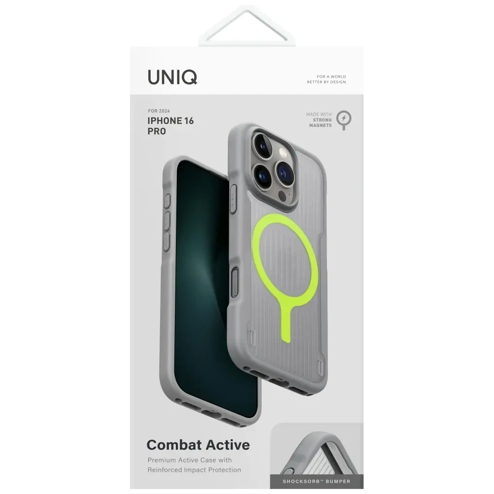 Etui UNIQ Combat Active do Apple iPhone 16 Pro Magclick Charging szary