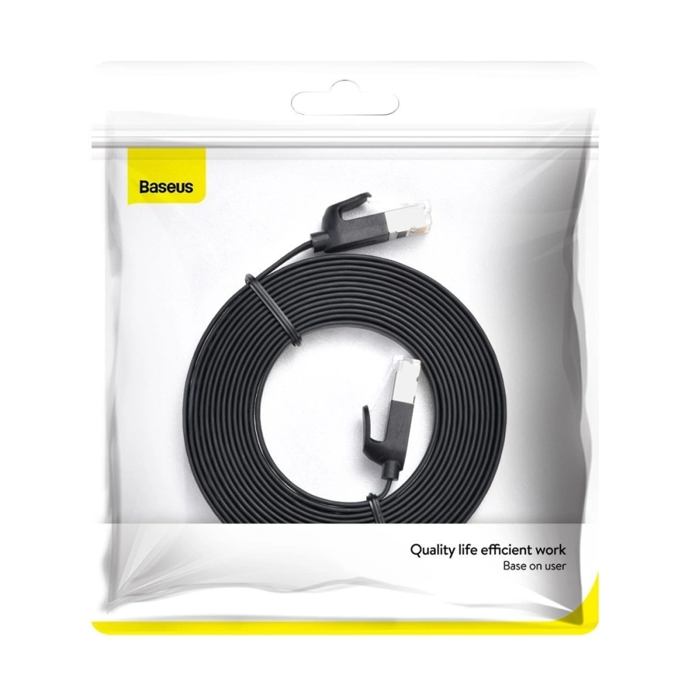 Płaski kabel sieciowy Baseus High Speed, Ethernet RJ45, Gigabit, Cat.6, 3m (czarny)