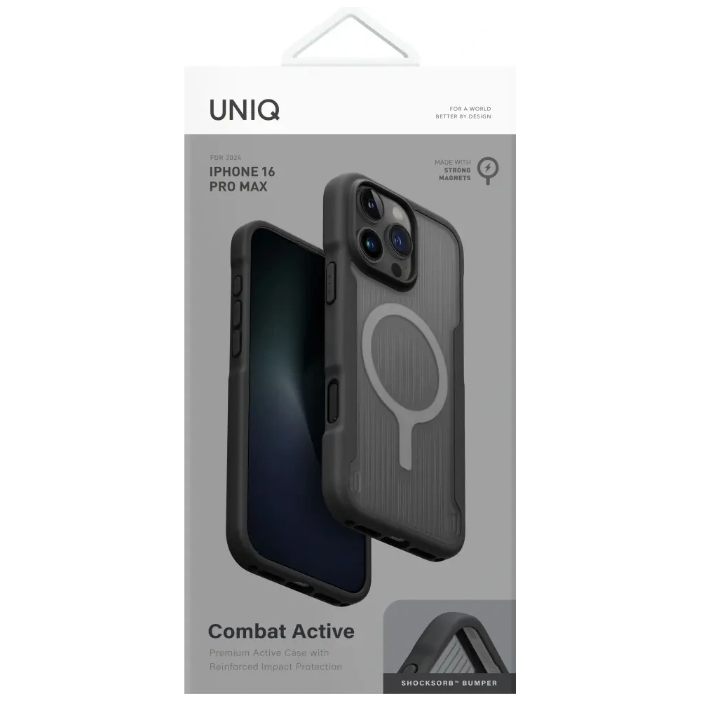 Etui UNIQ Combat Active do Apple iPhone 16 Pro Max Magclick Charging czarny